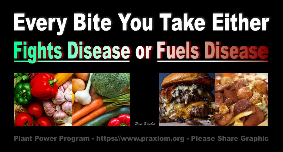 Every bite you take either fights disease or
            fuels disease